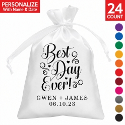 Best Day Ever PERSONALIZED Satin Bags - 24 PK